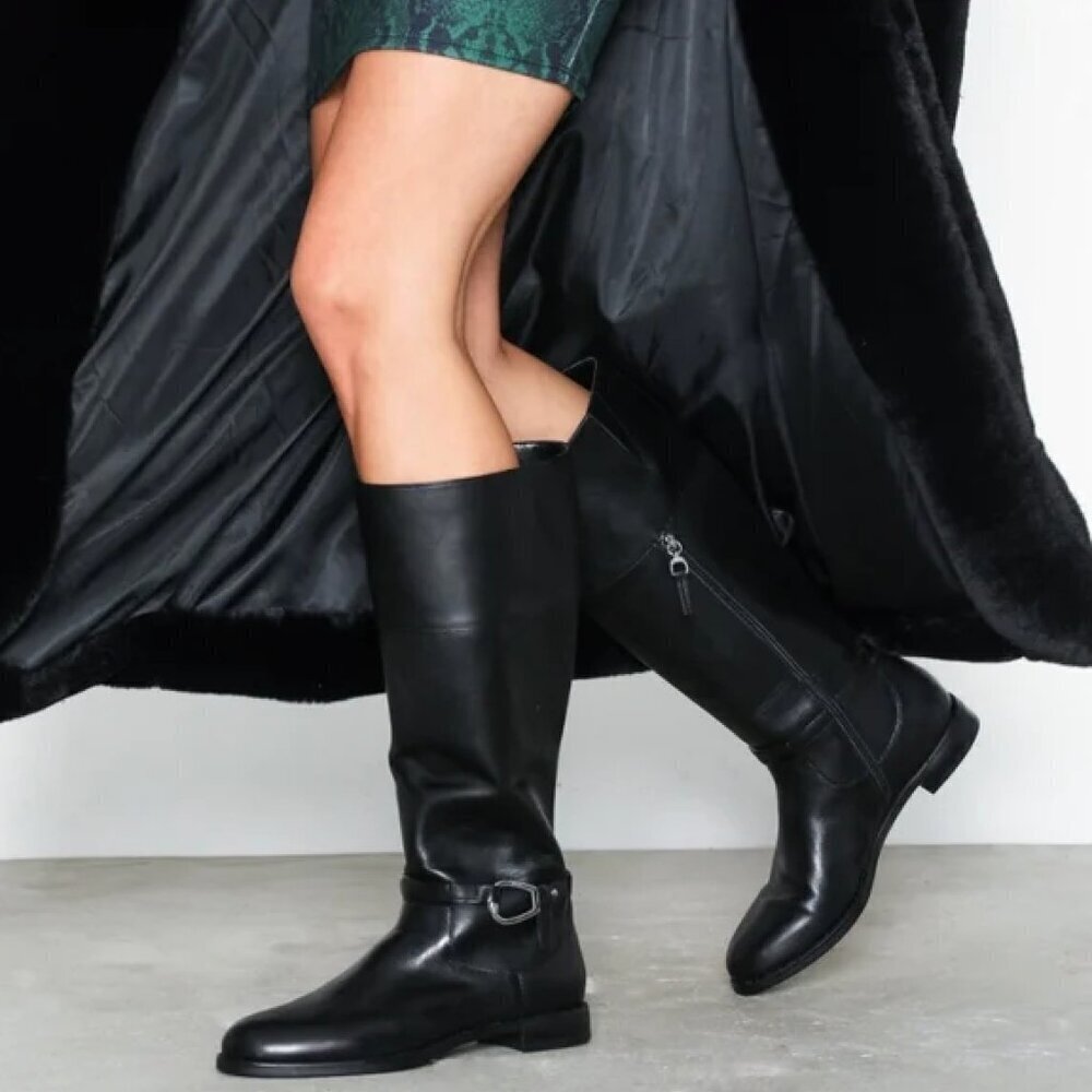 RALPH LAUREN Harlee Tall Black Leather Riding Boots Equestrian Knee High 6 - Picture 3 of 16